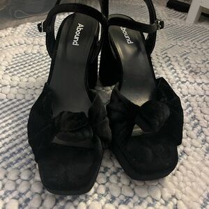Abound Black Velvet Knot Block Heels